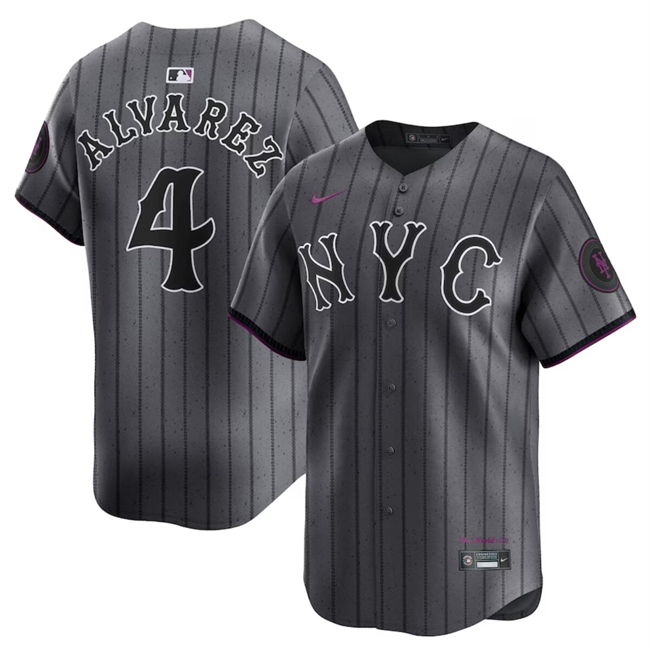 Youth New York Mets #4 Francisco Alvarez Graphite 2024 City Connect Limited Stitched Baseball Jersey
